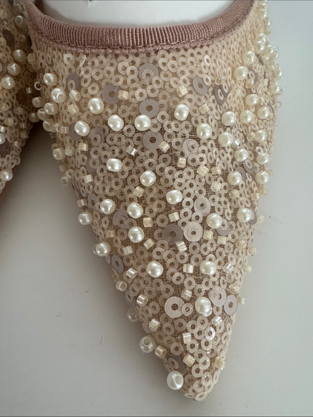 ZARA Rose Gold Sequin Pointed Slingback Heels - Picture 4 of 10
